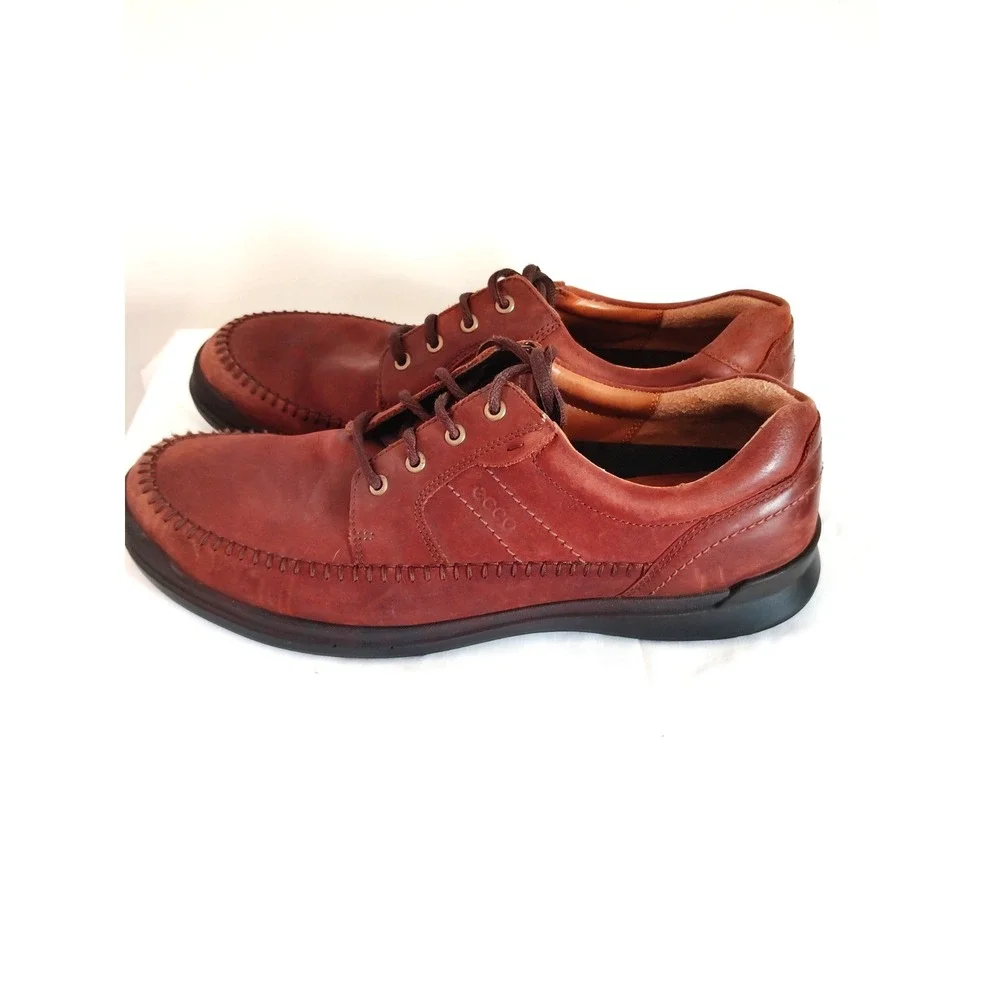 ECCO Seawalker Tie Brown Leather Casual Oxford Old Money Comfort Shoes Men EU 48